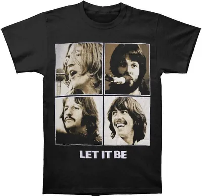Image de The Beatles - "Let It Be Sepia" T-shirt homme/femme unie RO802 (XL) (Noir)