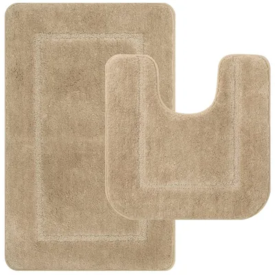 Productafbeelding van Antislip badmatten, set van 2, microvezel, beige