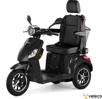 Obrázok produktu pre Elektrický skúter Veleco Draco - kapitánske sedadlo s vysokým operadlom - 800W - alarm - diaľkové ovládanie - skúter pre seniorov - 3-kolesový skúter (čierny)