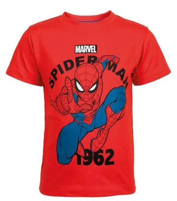 Produktbild von Marvel Spiderman T-Shirt Kurzarm Kinder Jungen Shirt 92-104 100% Baumwolle - Rot