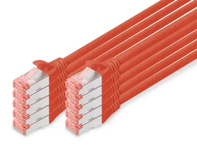 Immagine prodotto di DIGITUS DK-16440025-R10 DIGITUS Cavo patch Cat 6, S/FTP, 0,25 m, rot, 10er