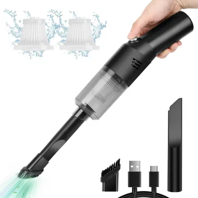 Obrázok produktu pre Bezdrôtový ručný vysávač, USB nabíjateľný, prenosný, ľahký, mini, čierny, 4500 Pa, výdrž 30 minút