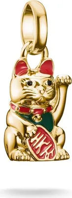 Obrázek produktu pro Thomas Sabo Charm-Anhänger, Winkekatze bunt, aus Silber, vergoldet und Kaltemail