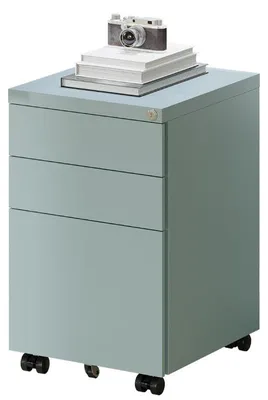 Zdjęcie produktu dla Mobilny pojemnik z 3 szufladami, wymiary 37 x 44 x 60 cm, kolor: szaro-niebieski