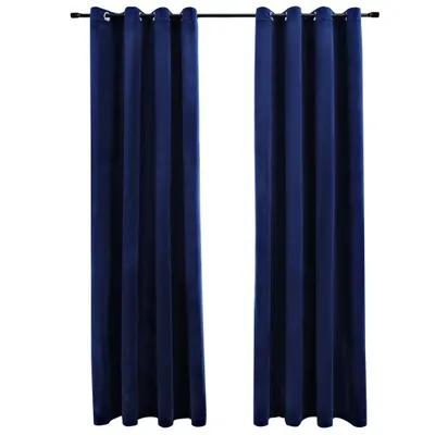 Produktbild von Verdunkelungsvorhänge mit Ösen 2 Stk. Samt Dunkelblau 140x225cm