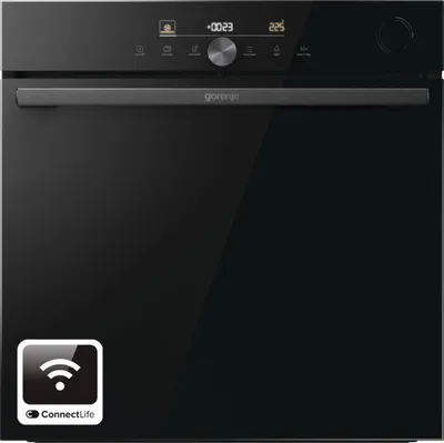 Gorenje Einbau Backofen BSA6747DGWI RAL9005, Groß, Elektrischer Ofen, 77 l, 300 °C, Katalytisch, AquaClean