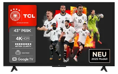 Zdjęcie produktu dla TCL 43P69K, 109,2 cm (43"), 3840 x 2160 px, LED, Smart TV, Wi-Fi, Czarny