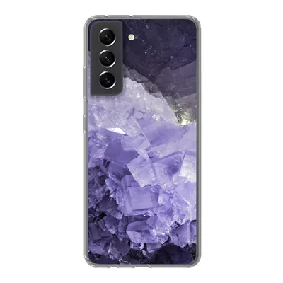 Produktbild von MuchoWow® Handyhülle Schutzhülle Hülle für Samsung Galaxy S21 FE Naturstein - Lila - Kristalle Silikon Softcase Handy Hülle - Mobiltelefonhülle
