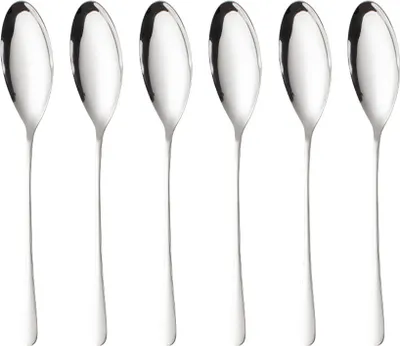 Image de CANDeal Cuillère de service de buffet 6 pièces en acier inoxydable, Grande cuillère de service, Cuillère de service de buffet de dîner-traiteur-banquet (Argent)