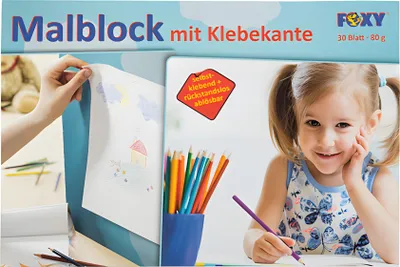 Produktbild von Malblock A4Mix 30 Blatt, mit Klebekante - 80g Papier
