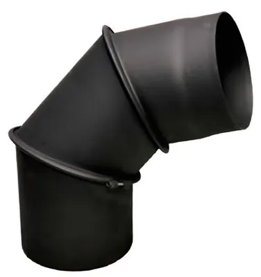 Produktbild von Rauchrohr verstellbarer Bogen 0-90° für Kaminöfen/Herde mit Klappe Ø 120mm schwarz