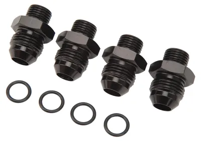 Image de Lot de 4 raccords mâles ORB 1500 PSI en alliage d'aluminium, adaptateurs mâles polyvalents à bossage pour joint torique, pour rampe d'injection, refroidisseur d'huile et pompe à carburant, 6AN-8AN