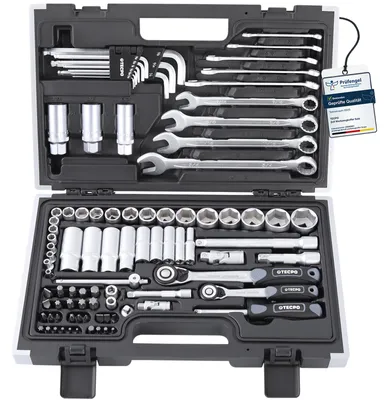 Produktbild von TECPO Steckschlüssel-Satz, 92-tlg., 1/4+3/8", Zoll