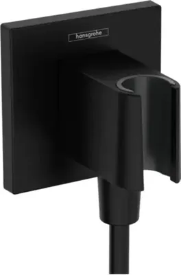 Zdjęcie produktu dla Hansgrohe Fixfit - Kolanko prysznicowe z uchwytem, czarny matowy 26889670