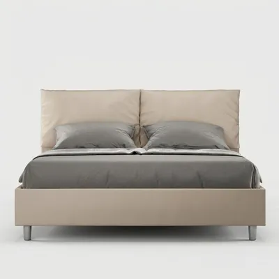 Produktbild von ITYHOME - Gepolstertes Bett mit Lattenrost 160x200 mit Kunstlederbezug Taubengrau Antea
