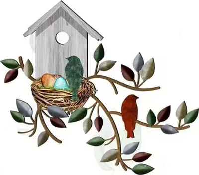Image de INF Décoration murale en métal – Silhouette d'oiseaux amoureux Multicolore Modèle 4