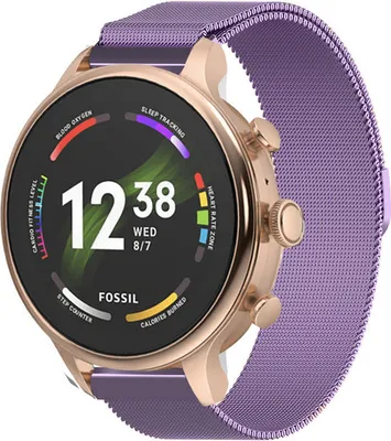 Produktbild von Strap-it Milanese - Kompatibel mit Fossil Gen 6Armband 42mm Fossil uhrenarmband Fossil ersatzarmband Edelstahl für Smartwatch 18mm Armband Lila 18mm