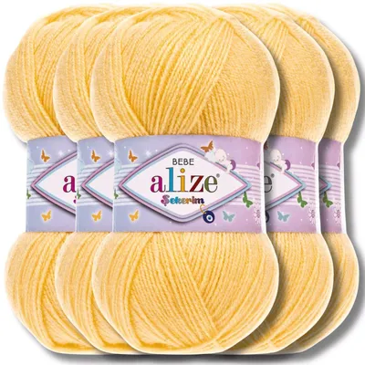 Image de Alize 5 x 100 g de laine Sekerim Bebe, unie, tricot, crochet (Pineapple - 187)