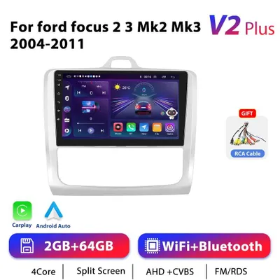 Zdjęcie produktu dla Do Forda Focusa MK2/MK3 z lat 2004–2011 – radio samochodowe 2-DIN z systemem Android 13 – ekran dotykowy 23 cm – CarPlay – 2 GB + 64 GB – GPS – RDS