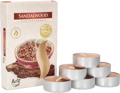 Obrázek produktu pro KOTARBAU® Sada 6 čajových svíček s vůní santalového dřeva Doba hoření 4 hodiny