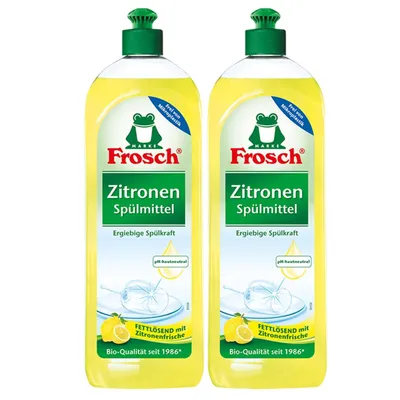 Produktbild von Frosch Zitronen Spülmittel 750ml - Frei von Mikroplastik (2er Pack)