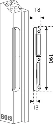 Produktbild von Zentralverriegelung für Holztüren, links, 190x18x14mm, Secury-Europa, E-22870-00-L-1 - FERCO von THIRARD