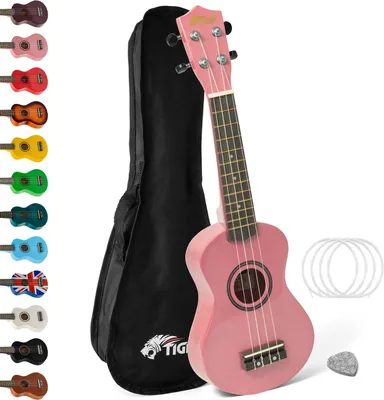 Immagine prodotto di Il TIGER UK7, ukulele per principianti, include una custodia morbida, un plettro in feltro e un set di corde di ricambio Aquila - Rose