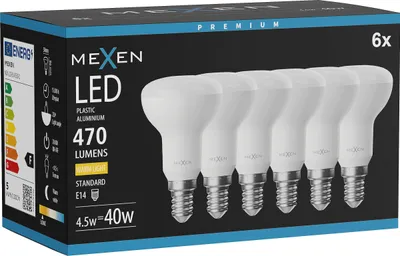 Zdjęcie produktu dla Mexen Nova 6x żarówka LED E14, R50, 4,5W, Ciepła - 3000K, 470 lm - L103-E14-0530-01x06