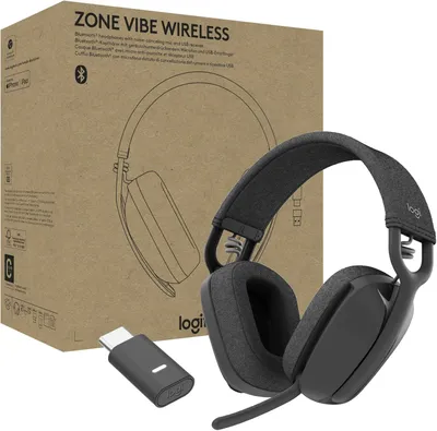 Image de Logitech Zone Vibe Wireless - Headset - ohrumschließend - Bluetooth - kabellos - Adapter USB-C via Bluetooth - Graphite - optimiert für UC