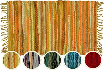 Image de Tapis MARRAKESCH Tapis Callum Grau Coton Rug petit 50x90 cm | Tapis boho à rayures en coton avec franges | Paillasson Tapis de sol | Salon, cuisine, entrée