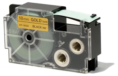 Produktbild von Casio XR-18GD1, Gold, Selbstklebendes Druckeretikett, Etikettenrolle, Rolle, Wärmeübertragung, Permanent