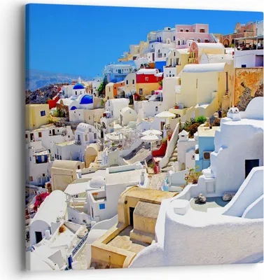 Produktbild von Bild auf Leinwand - Leinwandbild - Griechenland insel tourismus santorini - 40x40cm - Wand Bild - Wanddeko - Leinwanddruck - Bilder - Kunstdruck - Leinwand bilder - Wandkunst - AC40x40-2651