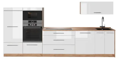 Imagen del producto de Mueble de cocina Vicco Fame-Line Blanco alto brillo/Roble dorado 340 cm, ET Roble, Model 64519