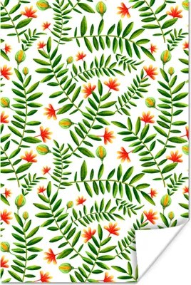 Produktbild von MuchoWow® Poster Dschungel - Blumen - Blätter 120x180 cm - Kunstposter