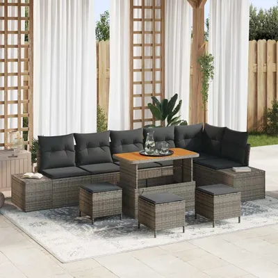 Produktbild von Maison Exclusive - Gartensofa-set mit Kissen 10 pcs Grau Poly-Rattan