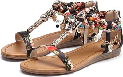 Produktbild von LASCANA Sandale offener Schuh, schwarz-rot-braun-bunt Größe 37