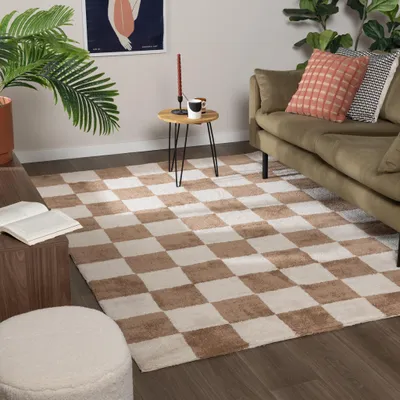 Image de Volero - Tapis à damier - Blox Beige - 230x330 cm