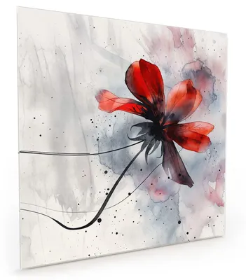 Produktbild von Küchenrückwand Spritzschutz Glas mit Motiv Abstrakte Blüte 40 x 40 cm