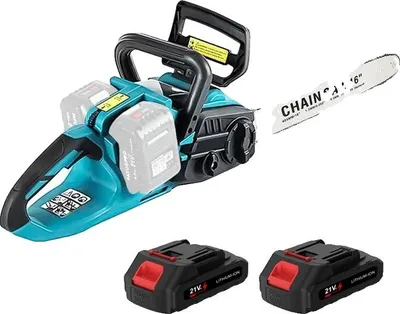 Produktbild von Elektrische Kettensäge, 40 cm Schnittlänge, kabelloser Betrieb, Mit 2 Batterien, 16 Zoll, zwei Batterien