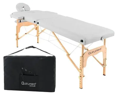 Immagine prodotto di Lettino da massaggio - Pieghevole in legno - Bianco - 186 x 66 cm - Altezza regolabile