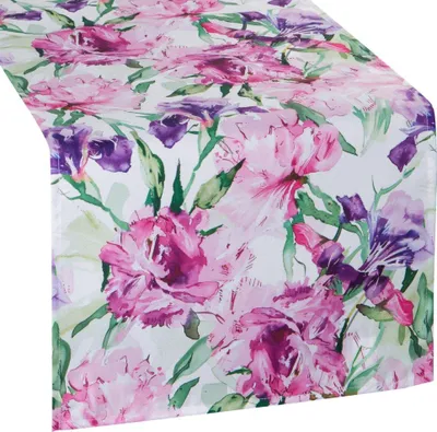 Obrázek produktu pro Ubrus na stůl 40x140cm - Květy růžové a fialové na bílém