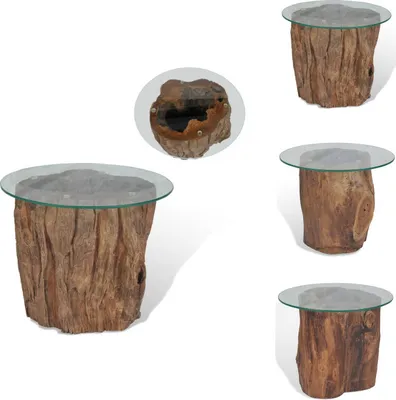 Image de vidaXL Table basse teck verre 50 x 40 cm - Tables basses