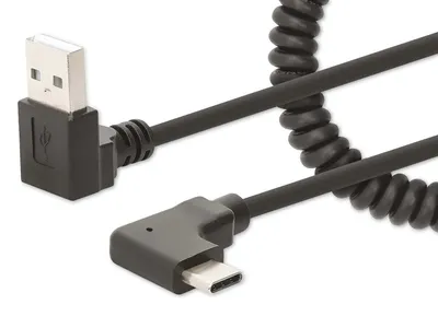 Immagine prodotto di MANHATTAN Spiralkabel USB-A auf USB-C Ladekabel 1m schwarz