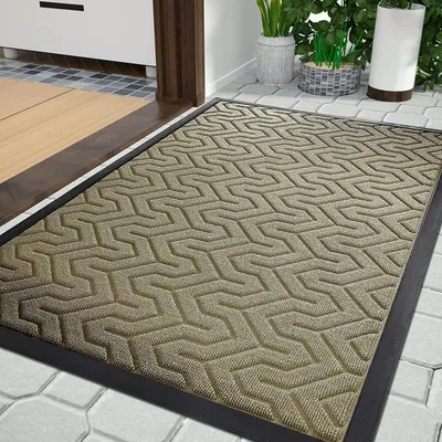 Image de Paillasson pour porte d'entrée, 120 x 80 cm, beige, antidérapant, résistant, pour toutes saisons