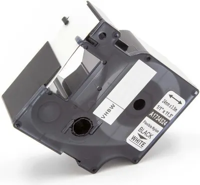 Produktbild von vhbw Schriftband-Kassette kompatibel mit 3M PL300, PL100, PL200 Etiketten-Drucker 3,5m x 24mm Schwarz auf Weiß, Nylon