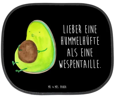 Produktbild von Mr. & Mrs. Panda Auto Sonnenblende Avocado Pfeifen - Schwarz - Geschenk, Diät, Abnehmen, Sonnenschutz Fürs, für Autoscheiben, Seitlicher, Schwanger