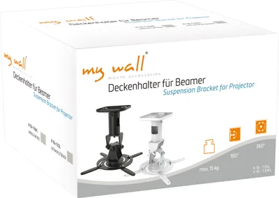Immagine prodotto di My Wall H16-1EWL Supporto a soffitto per proiettori, portata fino a 15 kg, distanza dal soffitto: 215 mm, design robusto in acciaio