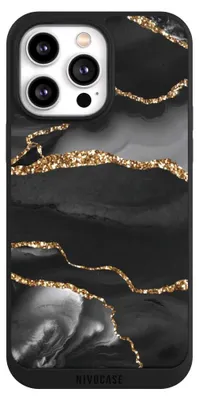 Produktbild von NIVOCASE Handyhülle für Apple iPhone 14 Pro Max  Hülle NIVOpure Case Schwarz Glitzer Look Marmor Muster