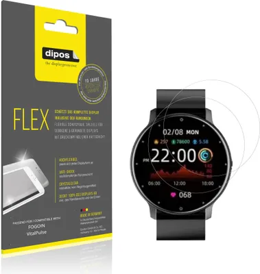 Image de 2x Film de protection d'écran pour FOGOIN VitalPulse, recouvre 100% de l'écran, dipos Flex