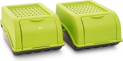 Produktbild von Novaliv 2x Klein 3,5 L Zwiebeltopf grün Zwiebelbox Knoblauchtopf Aufbewahrungsbox Vorratsdose Gemüsebox